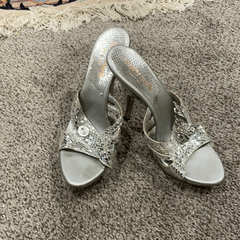 Silver heels size 8-8.5